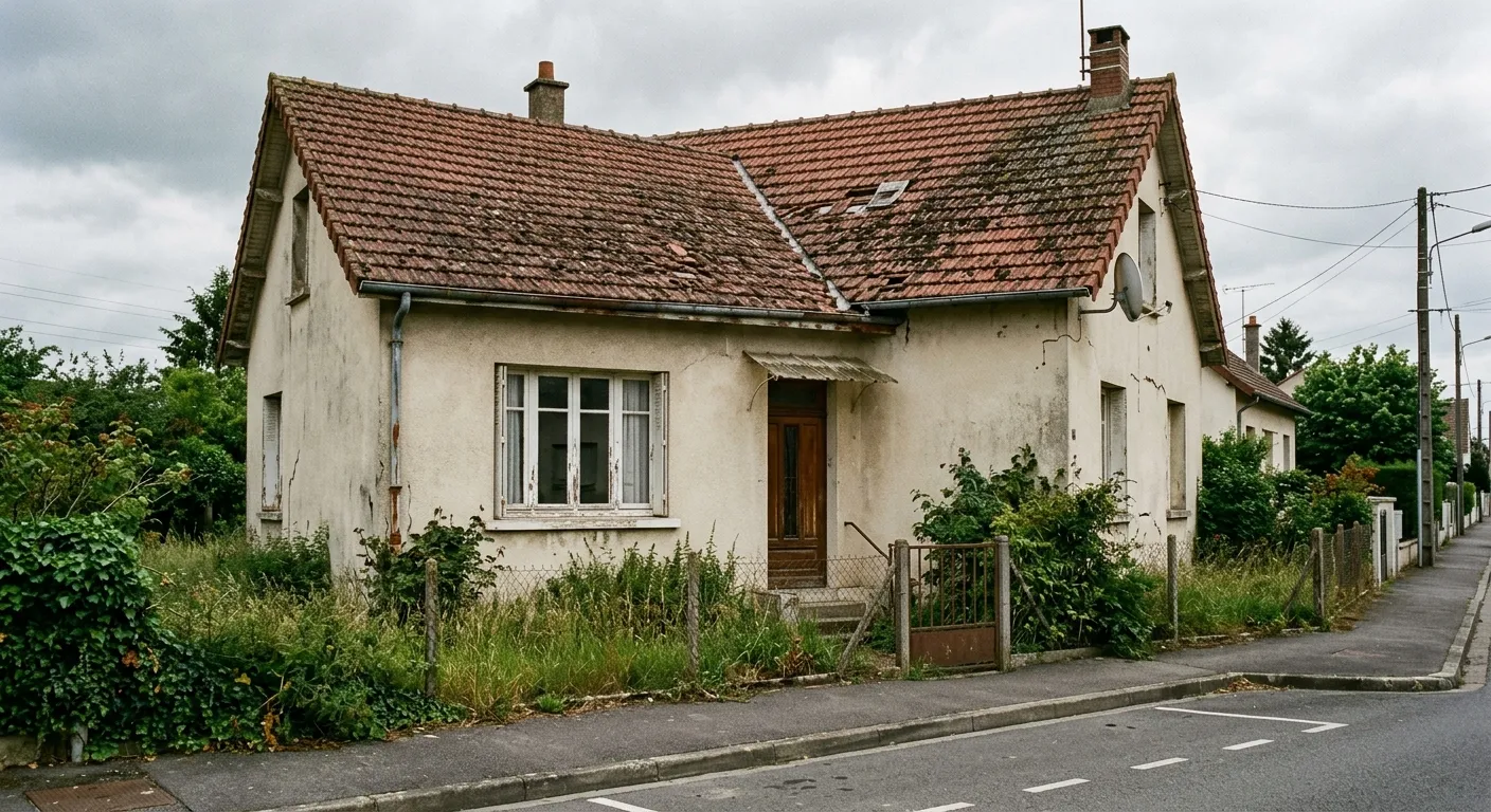 Maison avec toiture vieillissante avant rénovation à Chartres